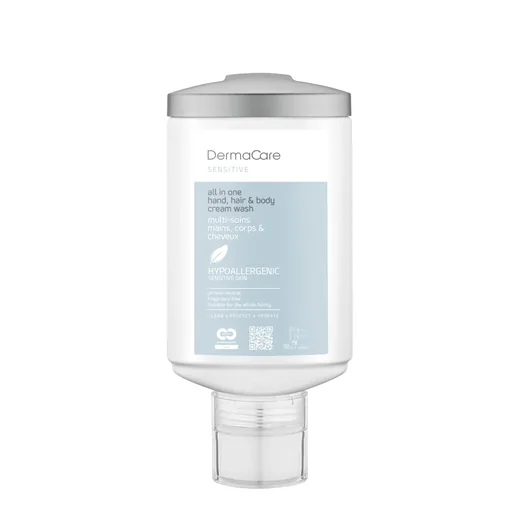 DermaCare Sensitive · Gel de spălare pentru mâini, păr și corp, press + wash 330 ml